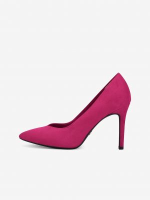 Pantofi cu toc din piele de căprioară Tamaris roz