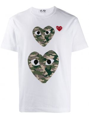 T-krekls kamuflāžas ar sirsniņām Comme Des Garçons Play balts