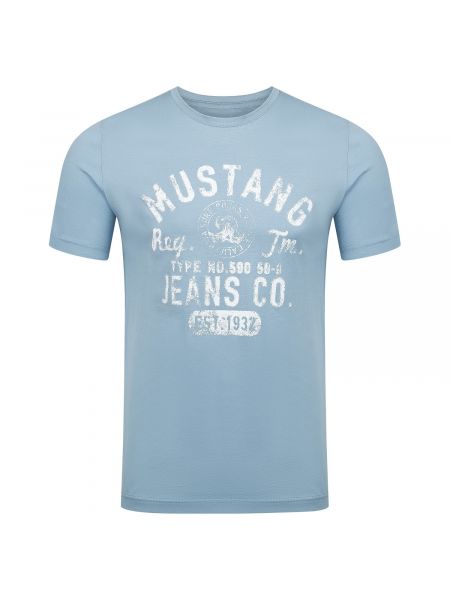 Базовая футболка с принтом Mustang синяя