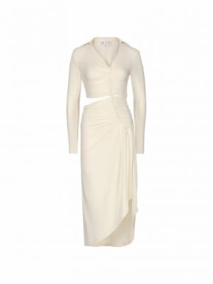 Платье миди с драпировкой из крепа Off-white белое