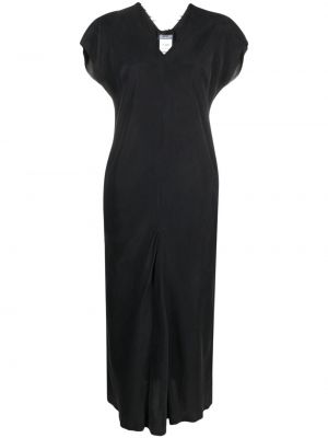 Βαμβακερή μίντι φόρεμα με λαιμόκοψη v Kristensen Du Nord μαύρο
