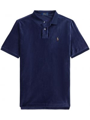 Seiden woll t-shirt mit stickerei Polo Ralph Lauren blau