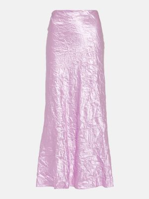 Falda midi de raso The Attico rosa