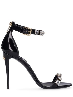 Кожени сандали от лакирана кожа Dolce & Gabbana черно