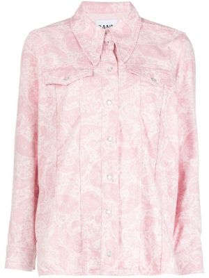 Giacca di jeans con stampa paisley Ganni rosa