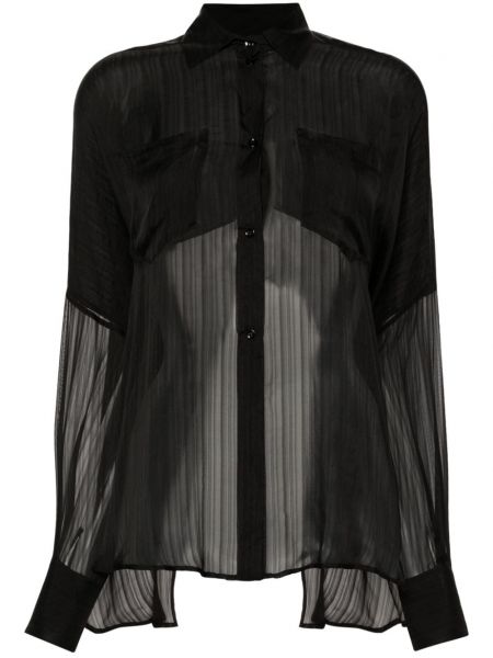 Asymetrická hedvábná košile Rev černá