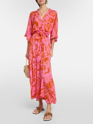 Φλοράλ μάξι φόρεμα Poupette St Barth ροζ