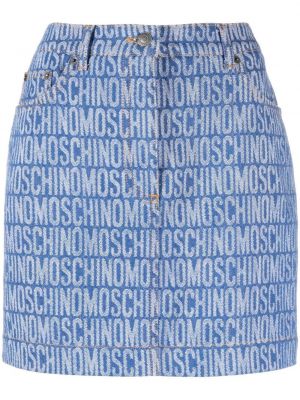 Дънкова пола с принт Moschino синьо
