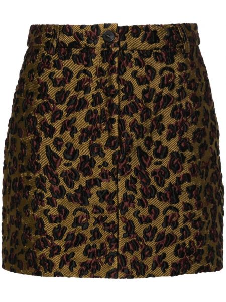 Jacquard leopard kort nederdel Essentiel Antwerp grøn