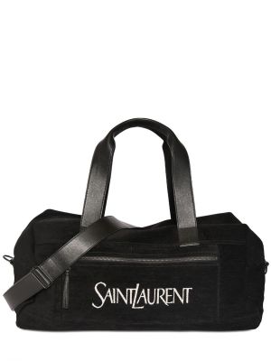 Bolsa de deporte de cuero Saint Laurent negro