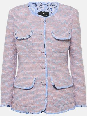 Volnena jakna s karirastim vzorcem iz tvida Etro modra