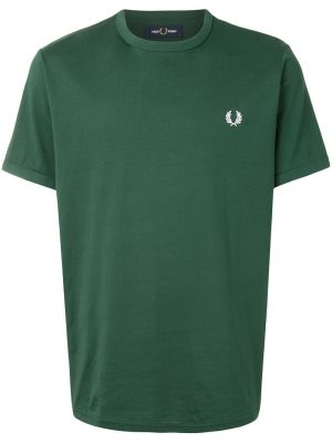 Kokvilnas t-krekls ar izšuvumiem Fred Perry zaļš