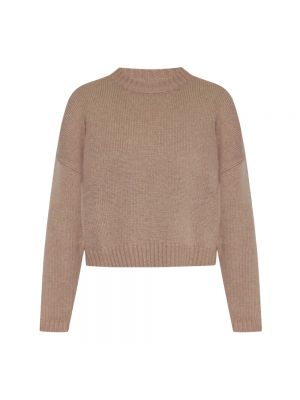 Dzianinowy sweter z okrągłym dekoltem Ugg brązowy