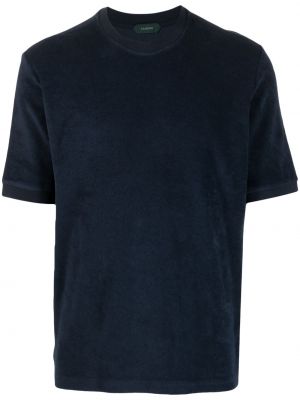 Βαμβακερή μπλούζα με στρογγυλή λαιμόκοψη Zanone μπλε