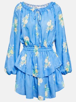 Платье мини в цветочек с принтом Loveshackfancy синее