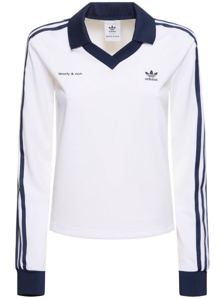 Sports poloskjorte med langt erme Adidas Originals hvit