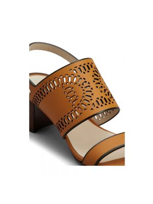 Sandalias de cuero de punta abierta Tod's marrón