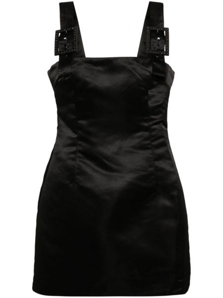 Satenska obleka z zaponko s kristali Cynthia Rowley črna