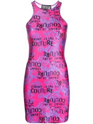 Коктейлна рокля с принт Versace Jeans Couture розово