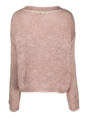 Vlněný svetr z alpaky s výstřihem do v Roberto Collina růžový