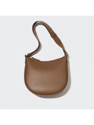 Кожаная сумка через плечо Uniqlo коричневая