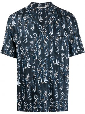 Риза с принт с абстрактен десен Wood Wood синьо