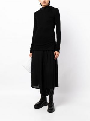 Vlněný svetr s kapucí Yohji Yamamoto černý