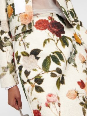 Falda midi ajustada de algodón de flores Oscar De La Renta