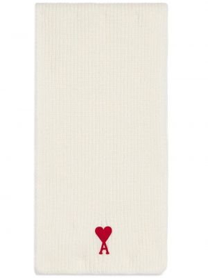 Плетен шал бродиран Ami Paris бяло