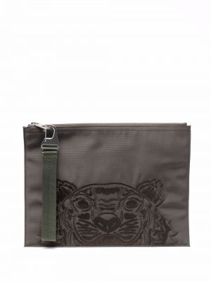 Bolso clutch con rayas de tigre Kenzo verde