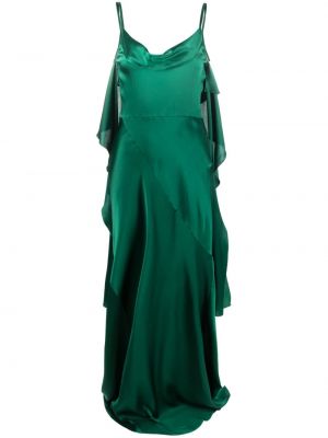 Drapované večerní šaty bez rukávů Alberta Ferretti zelené