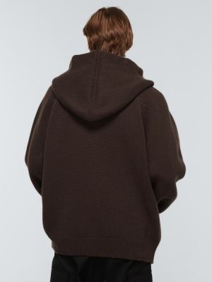 Vlnený sveter s kapucňou Nanushka hnedá