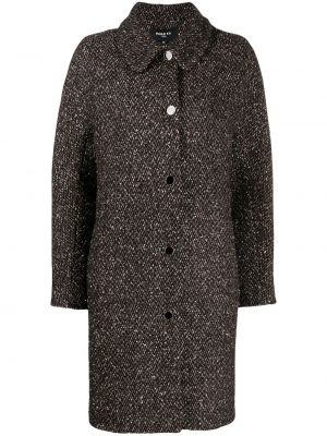 Palton de lână de mătase cu model herringbone Paule Ka negru