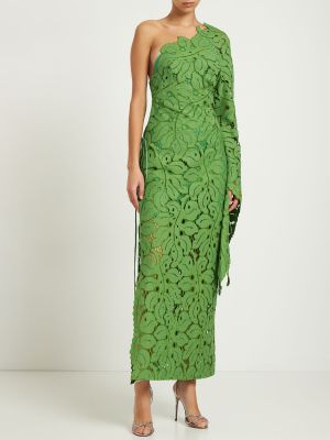 Βαμβακερή μάξι φόρεμα με δαντέλα Maria Lucia Hohan πράσινο