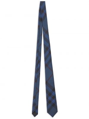 Карирана копринена вратовръзка с принт Burberry синьо