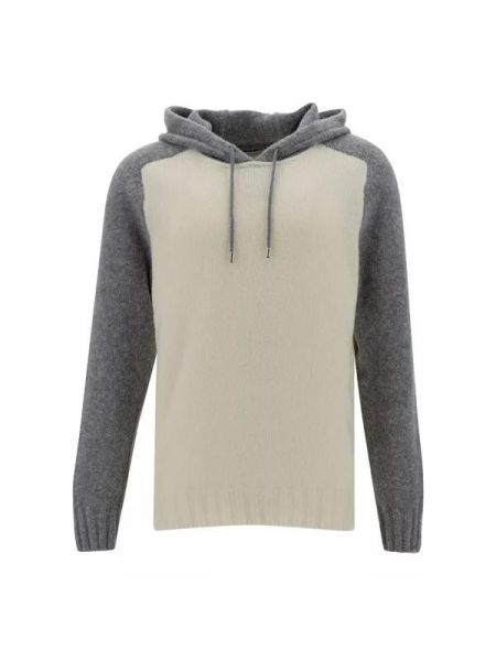Футболка and grey hooded bi-color sweater in wool ble La Fileria белый