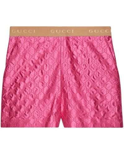 Shorts di jeans ricamati Gucci rosa