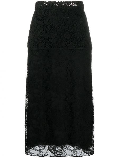 Кружевная юбка миди на шнуровке Prada, черный