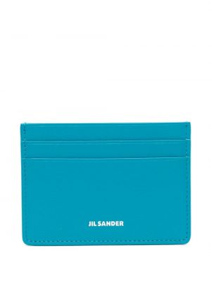 Kožená peňaženka s potlačou Jil Sander modrá