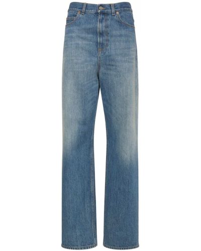 Relaxed džíny s vysokým pasem s potiskem s páskem Valentino - modrá