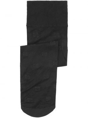 Prozirne čarape s vezom Ganni crna