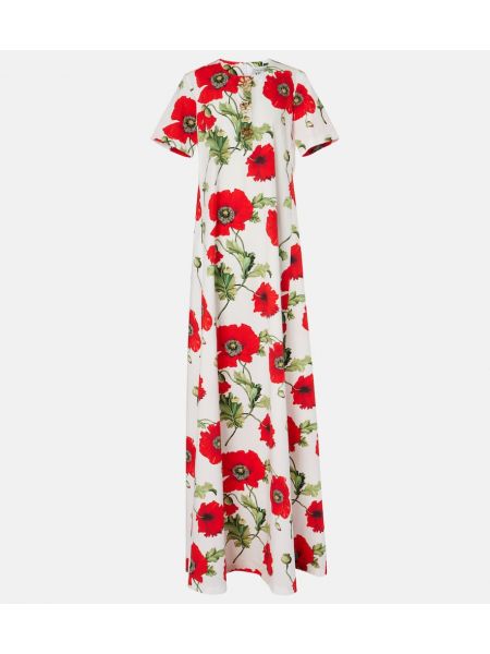 Floral bomull maxi kjole Oscar De La Renta blå