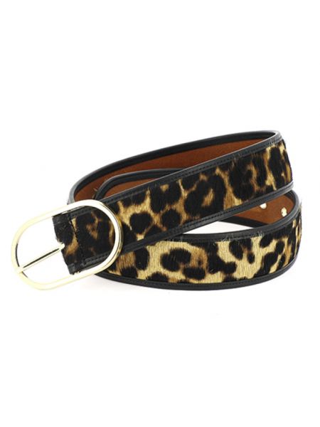 Cinturón de cuero con estampado leopardo Herbert Frère Soeur
