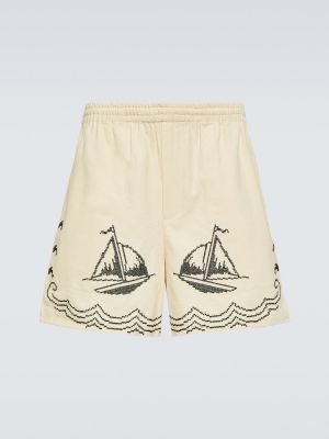 Leinen shorts mit stickerei aus baumwoll Bode