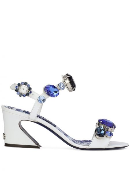 Sandale cu toc cu imprimeu geometric Dolce & Gabbana