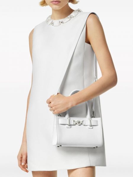 Kožená shopper kabelka Versace bílá
