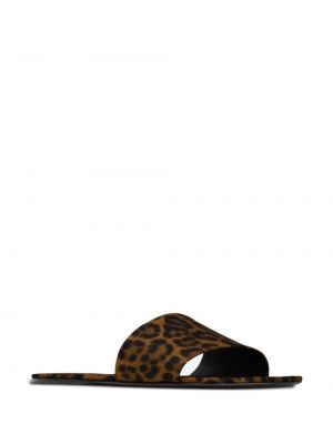 Sandales bez papēžiem ar apdruku ar leoparda rakstu Saint Laurent