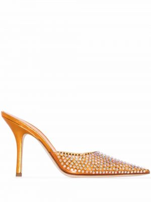 Полуотворени обувки с кристали Paris Texas оранжево