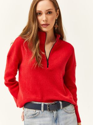 Džemperis ar rāvējslēdzēju Olalook sarkans