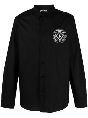 Βαμβακερό πουκάμισο με σχέδιο Just Cavalli μαύρο